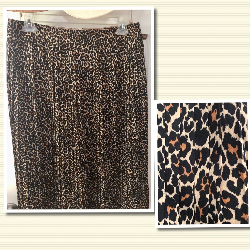 NWT J CREW ANIMAL PRINT FULLY PLEATED SKIRT SZ 14 - Picture 3 of 4
